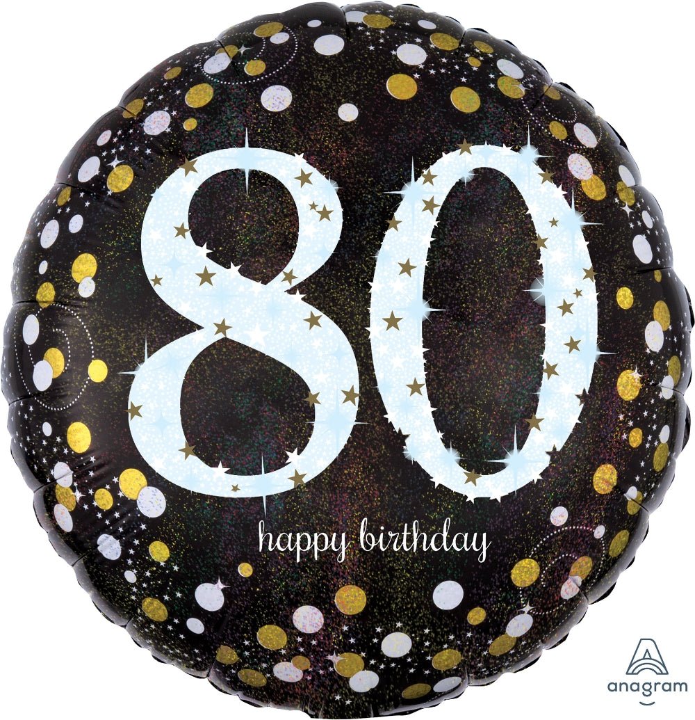 Sparkling 80th Birthday Mylar Balloon 18" - JJ's Party House