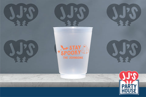Stay Spooky Halloween Plastic Frosted Flex Cups - JJ's Party House