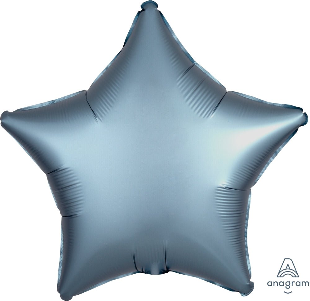 Steel Blue Satin Star Mylar Balloon 18" - JJ's Party House