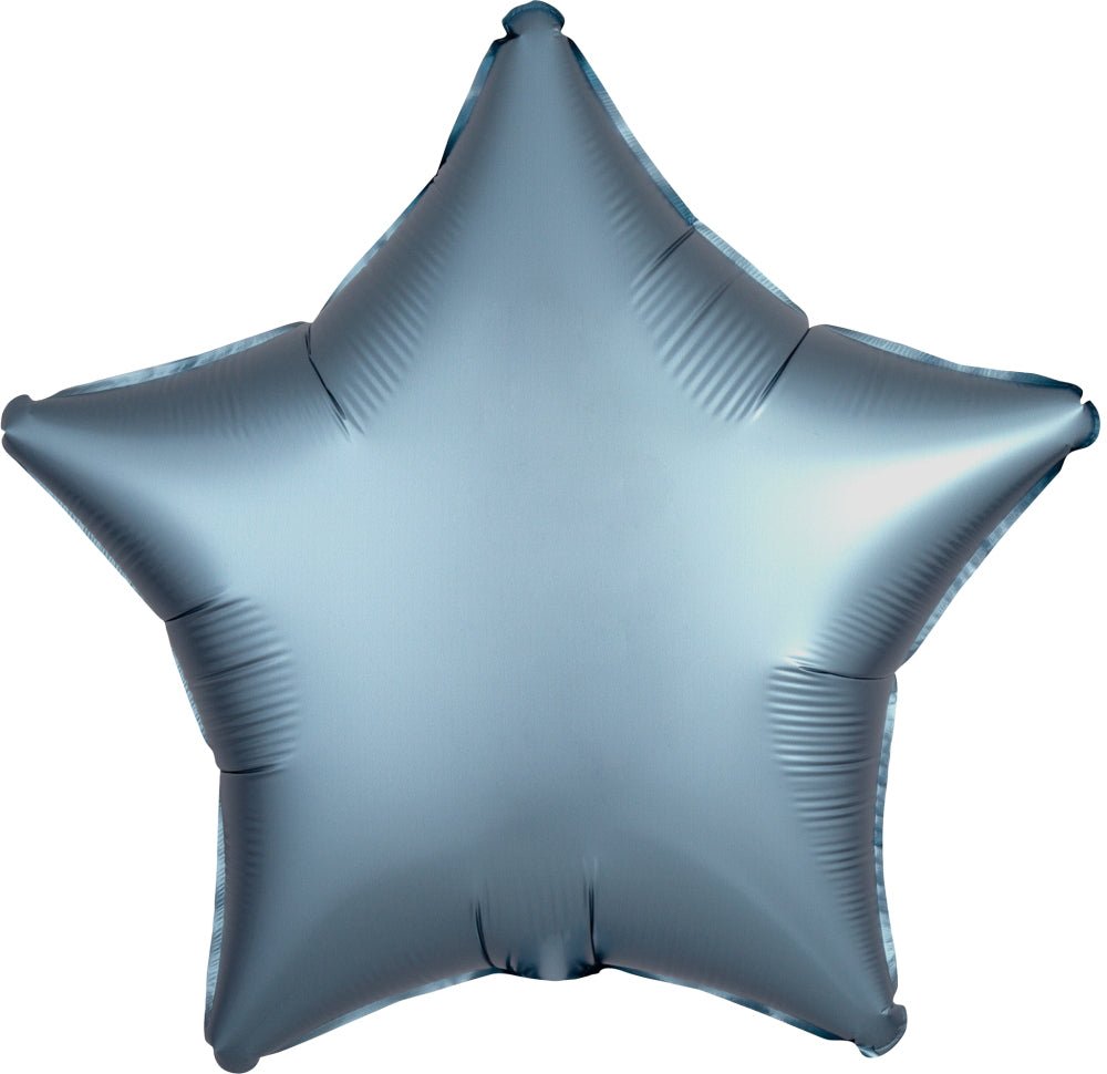 Steel Blue Satin Star Mylar Balloon 18" - JJ's Party House