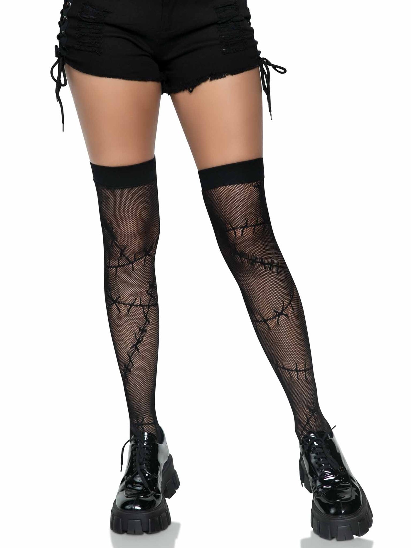 Stitched Up Fishnet Thigh Highs - JJ's Party House