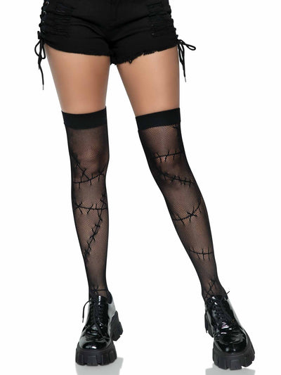 Stitched Up Fishnet Thigh Highs - JJ's Party House