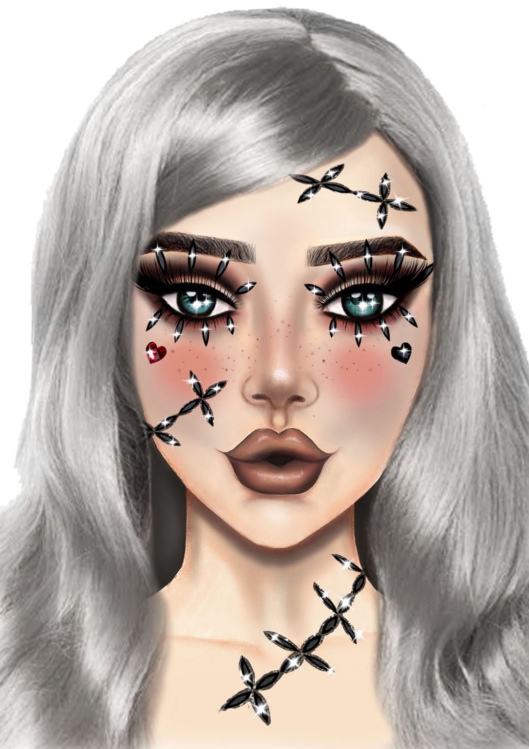 Stitches Adhesive Face Jewels - JJ's Party House