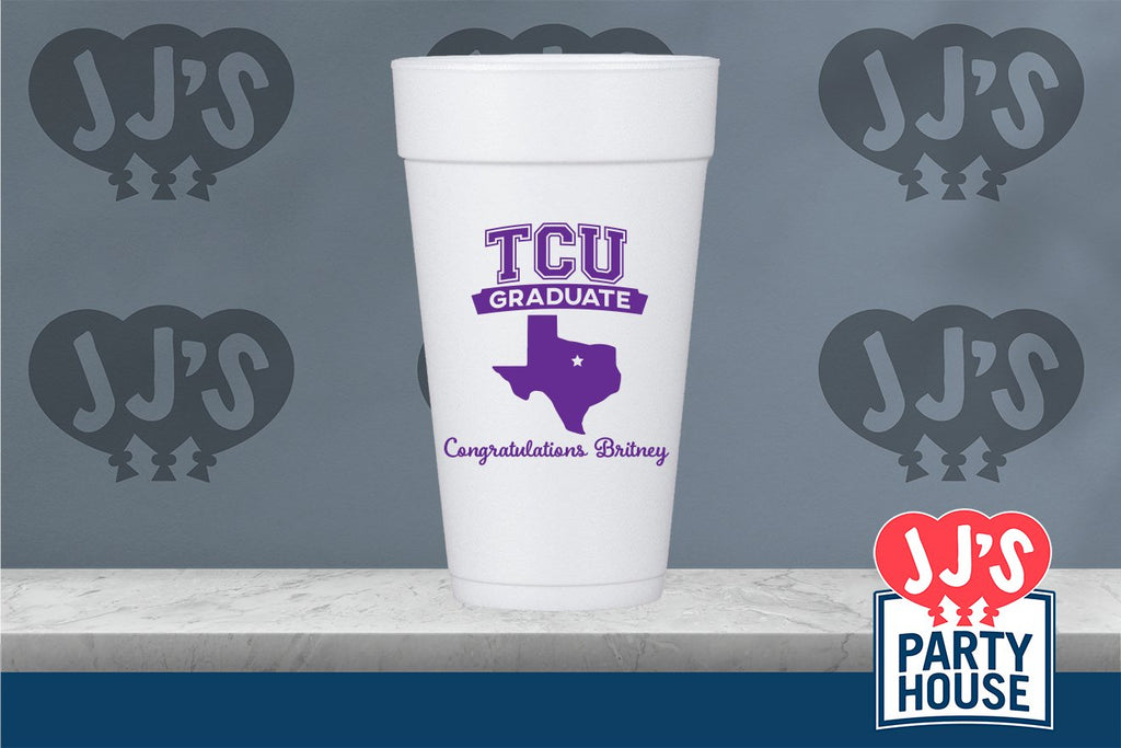 TCU Graduation Foam Cups - JJ's Party House