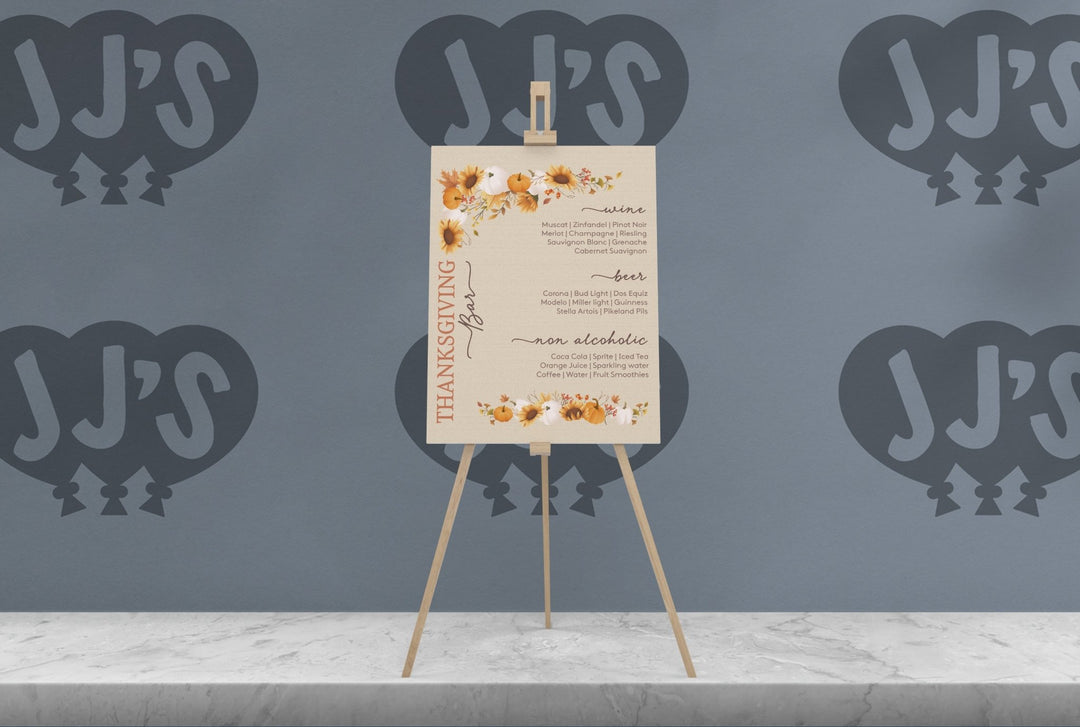 Thanksgiving Bar Menu Sign - JJ's Party House