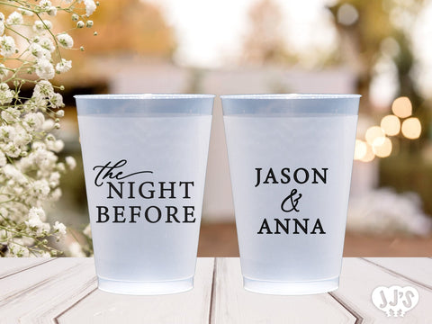 The Night Before Rehearsal Dinner Personalized Frosted Plastic Cups - JJ's Party House