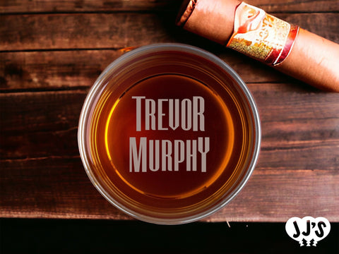 Trevor Murphy Bottom Monogram Personalized Whiskey Glass - JJ's Party House