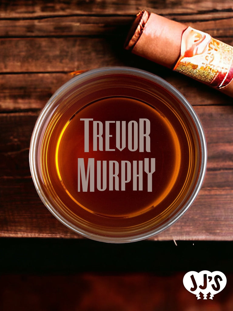 Trevor Murphy Bottom Monogram Personalized Whiskey Glass - JJ's Party House