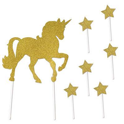 Unicorn Glitter Gold Cake Toppers - JJ's Party House