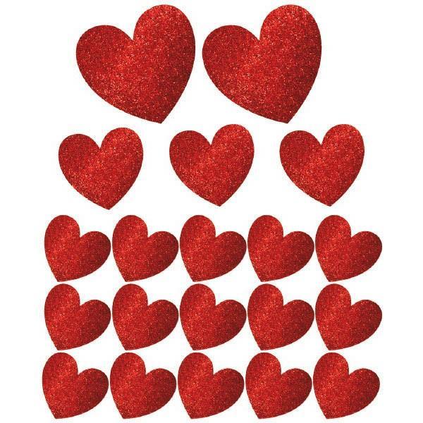 Valentines Glitter Hearts Cutouts 20ct - JJ's Party House