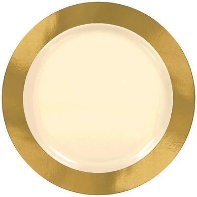 Vanilla & Gold Premium Plastic Plates - JJ's Party House