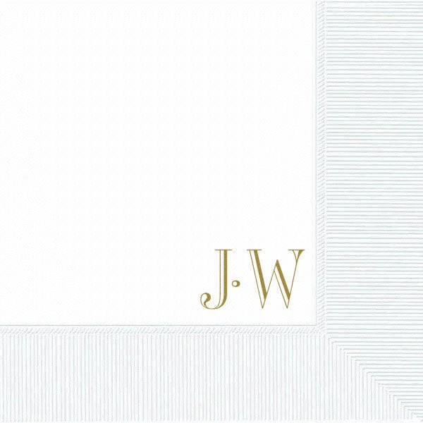 Vintage Monogram Custom and Personalized Wedding and Engagement Beverage Napkins - JJ's Party House