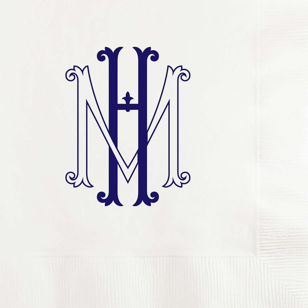 Vintage Monogram Initials Custom and Personalized Wedding and Engagement Beverage Napkins - JJ's Party House