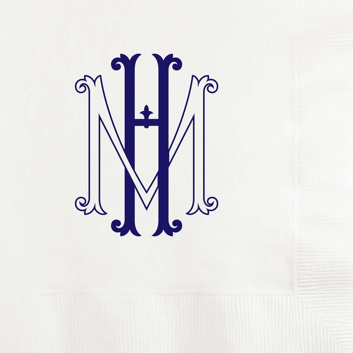 Vintage Monogram Initials Custom and Personalized Wedding and Engagement Beverage Napkins - JJ's Party House