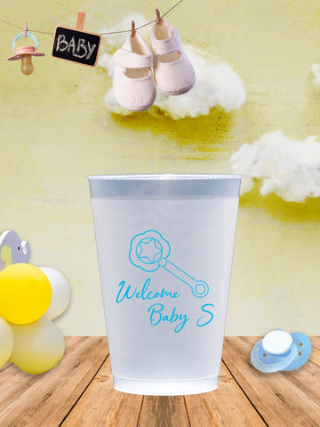 Welcome Baby Shower Plastic Frosted Flex Cups - JJ's Party House