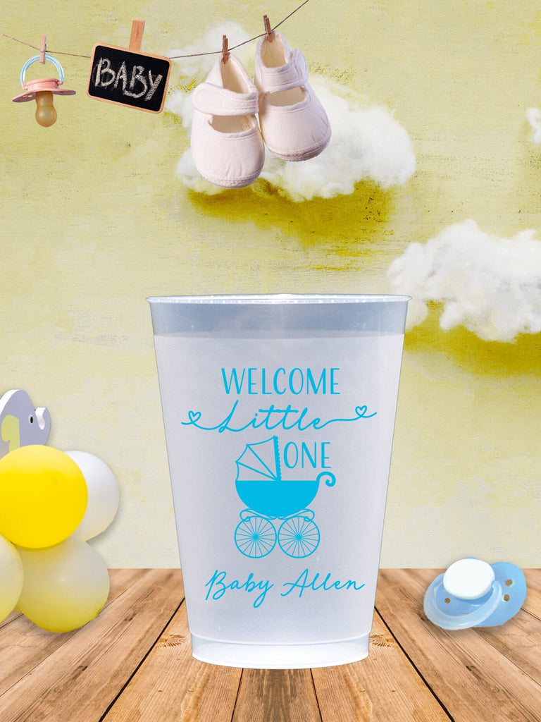Welcome Little One Baby Shower Plastic Frosted Flex Cups - JJ's Party House