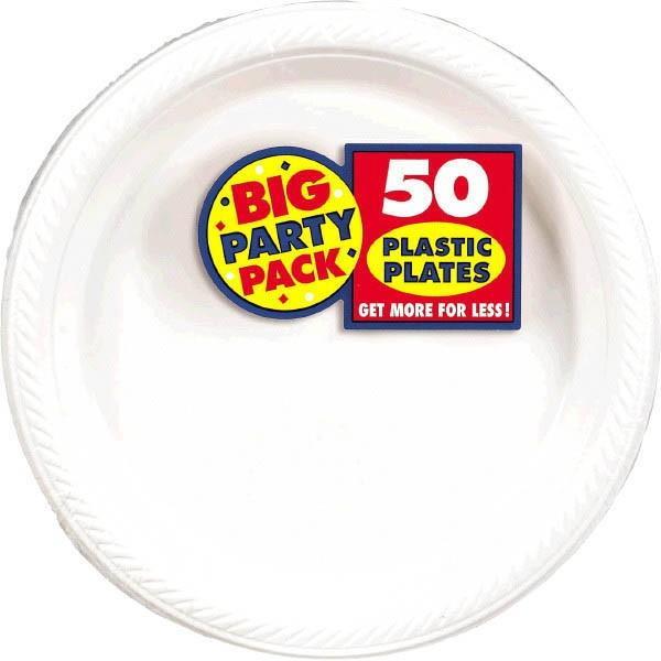 White Plastic Plates 10.25'' 50ct - JJ's Party House