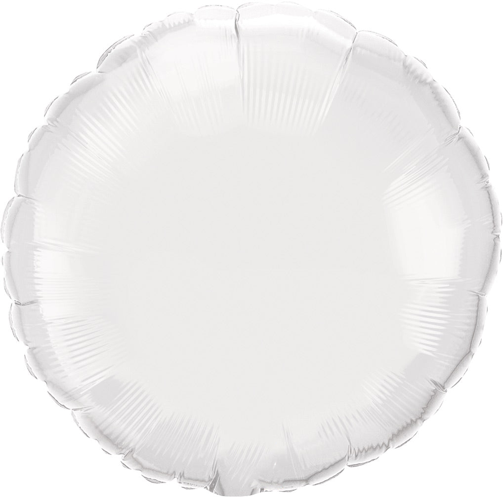 White Round Mylar Balloon - JJ's Party House