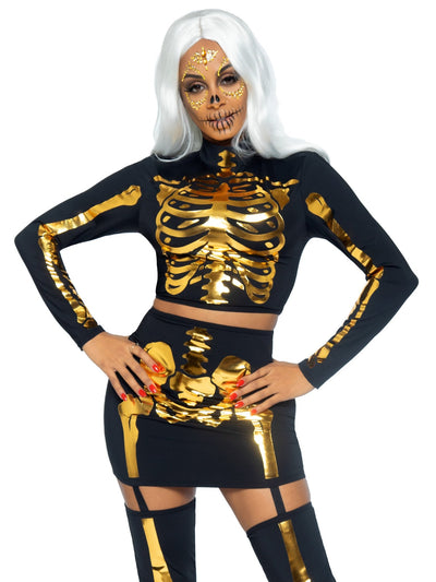 Women's Golden Skeleton Costume - JJ's Party House