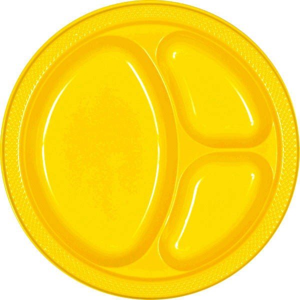 Yellow Divided Plates 10.25'' - JJ's Party House - Custom Frosted Cups and Napkins