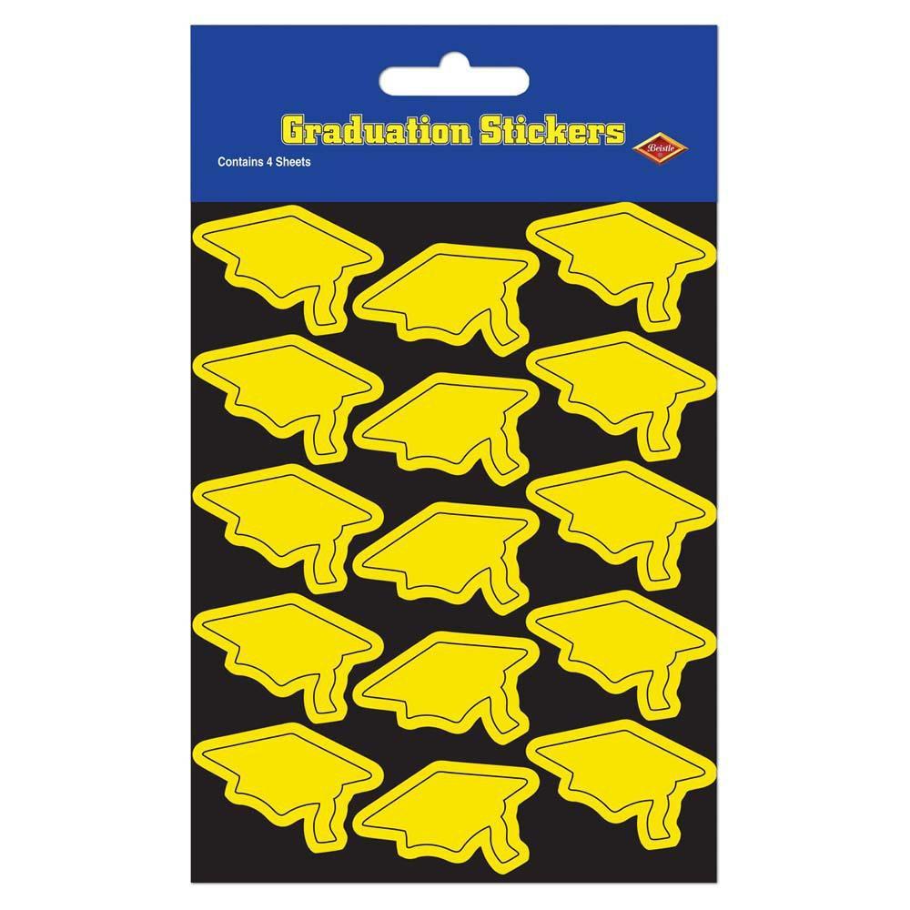 Yellow Graduation Cap Stickers - JJ's Party House