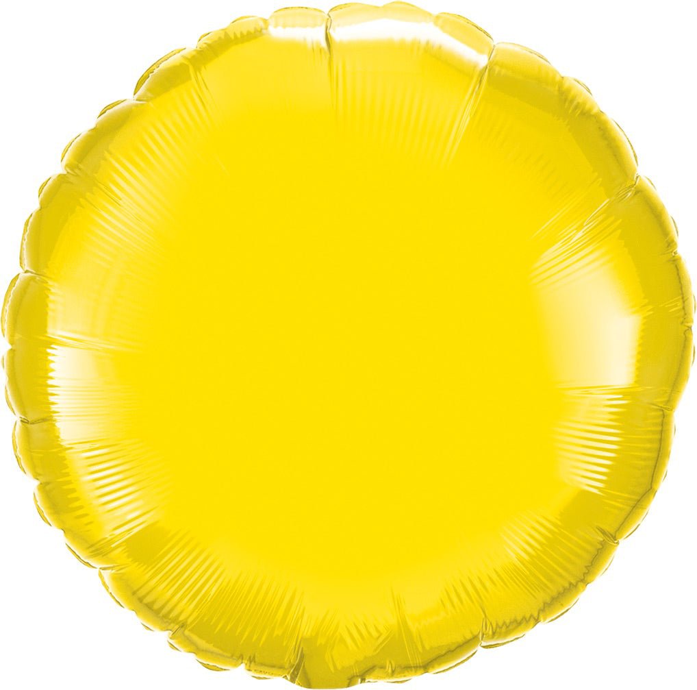 Yellow Round Mylar Balloon 18" - JJ's Party House